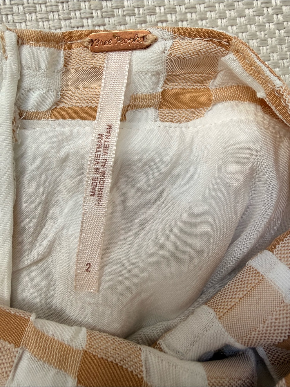 Free People Tan and White Gingham Backless A-Line Dress - Picture 9 of 9